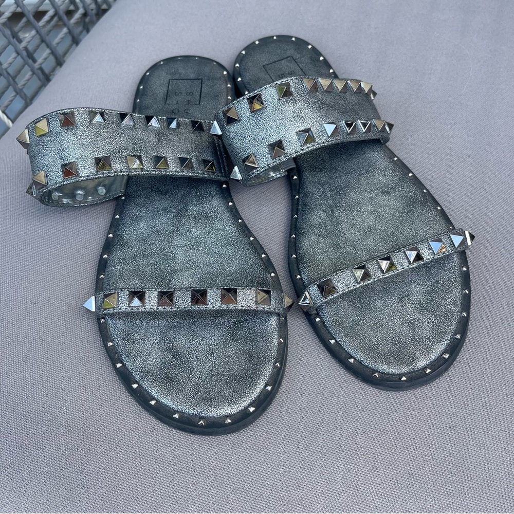 Shu Shop grey studded sandals size 7.5